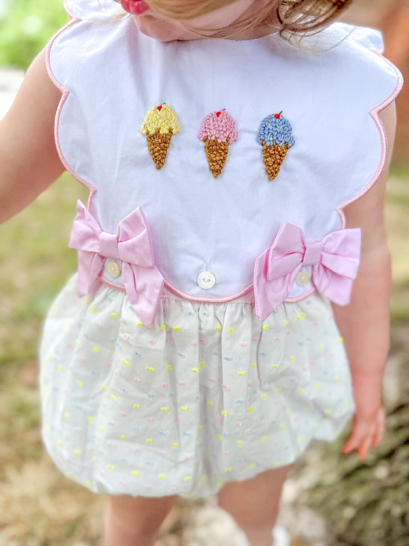 Girls French Knot Ice Cream Bubble