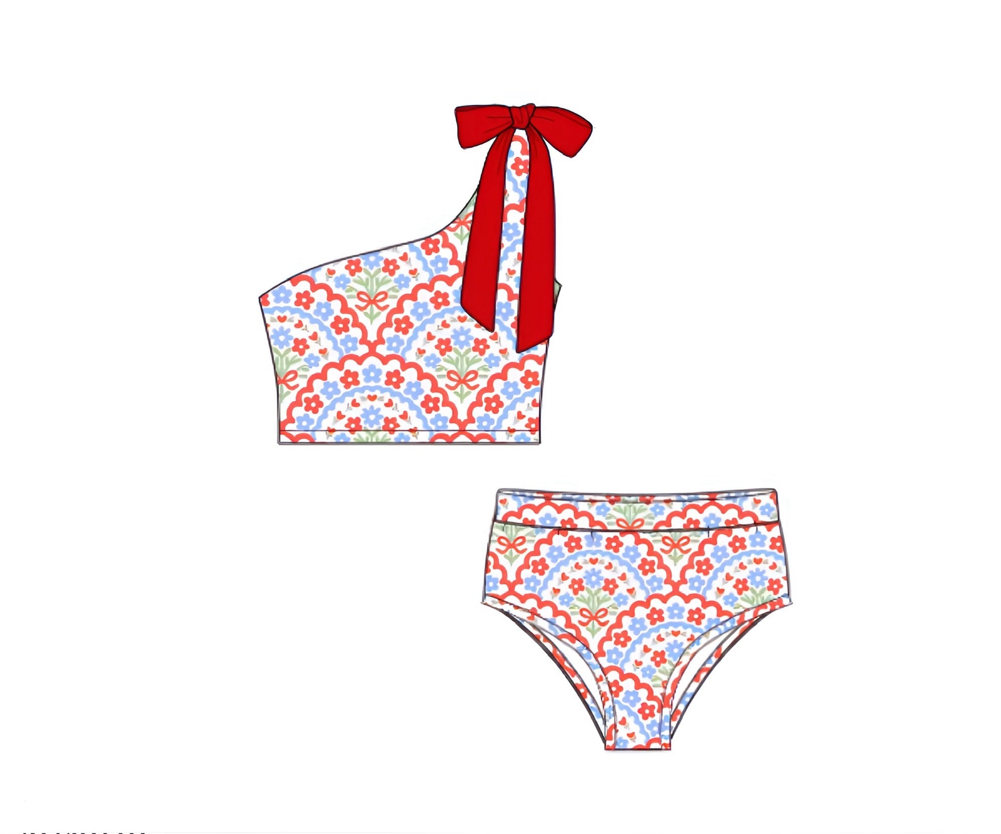 Women’s Patriotic Floral Two Piece Swimsuit