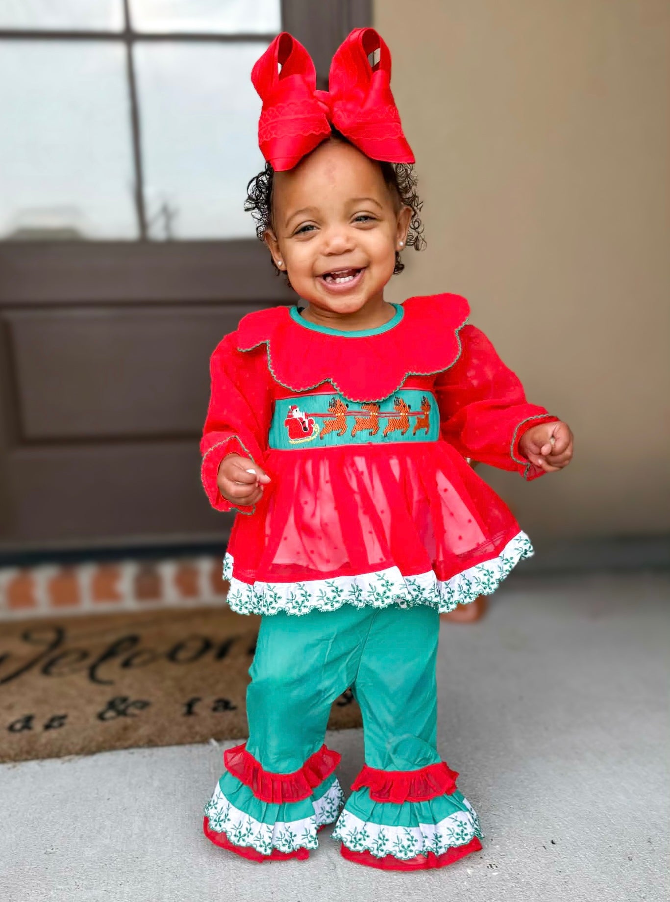 Girls And To All A Goodnight Ruffle Pants Set