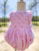 Girls Floral Vines Heirloom Smocked Bubble