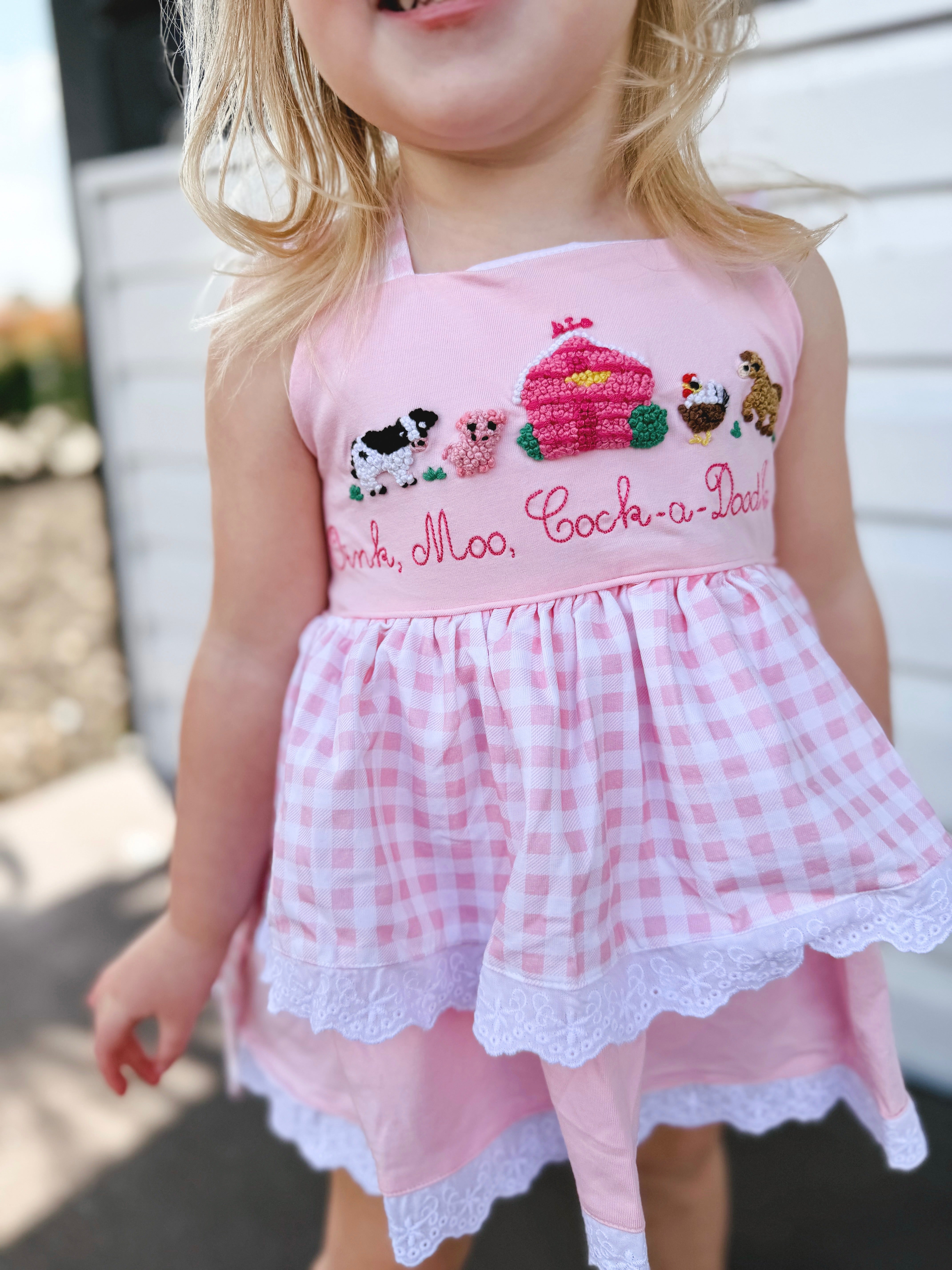 Girls French Knot Oink, Moo, Cock-a-Doodle Doo Skirted Bubble