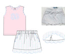 Girls Scalloped Blooming Bows Skort Set