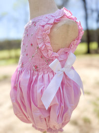 Girls Floral Vines Heirloom Smocked Bubble