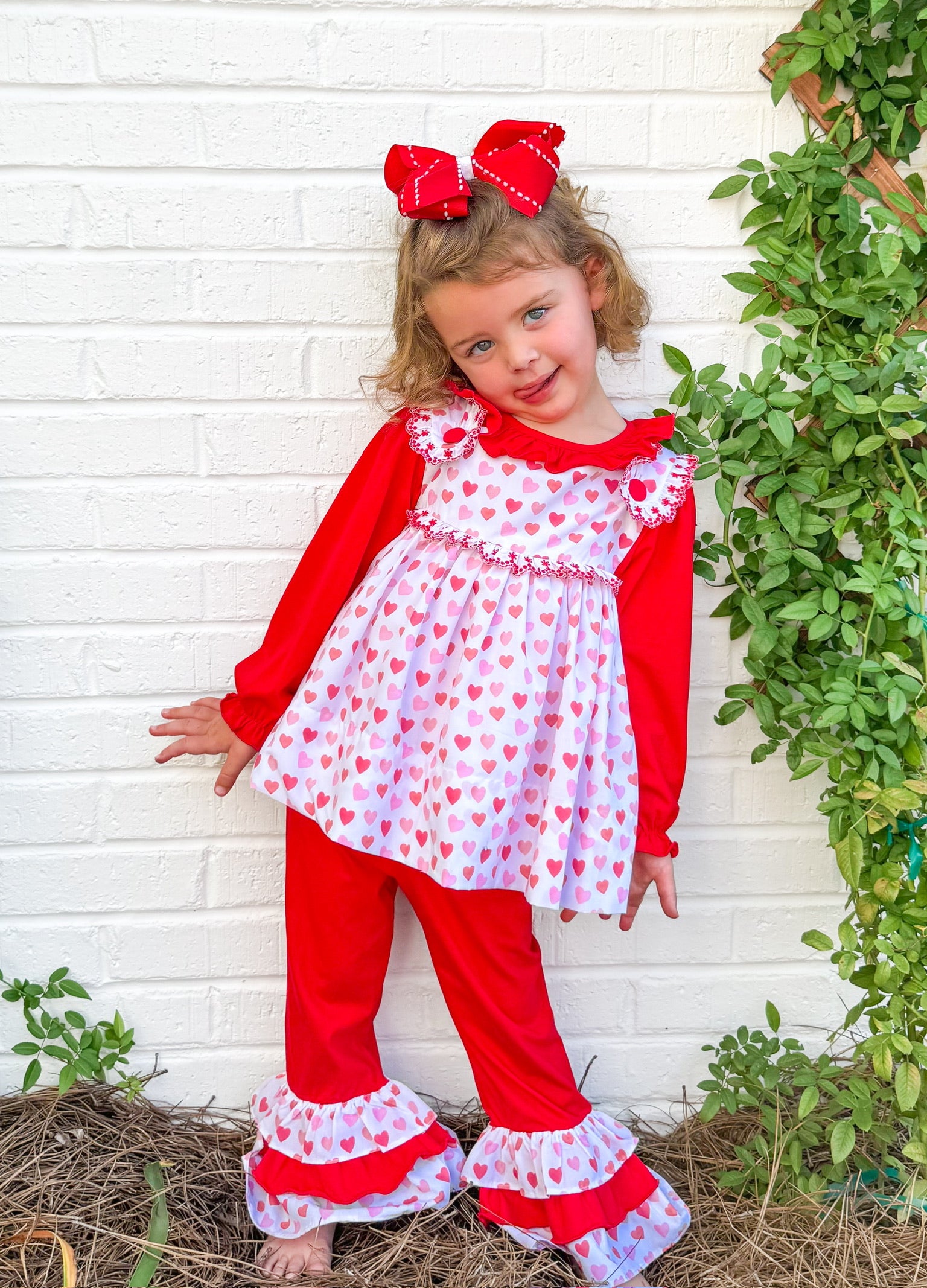 Girls Sweetheart Ruffle Pant Set