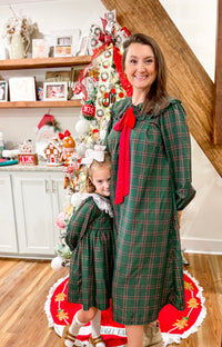 Womens Evergreen Plaid Midi Dress