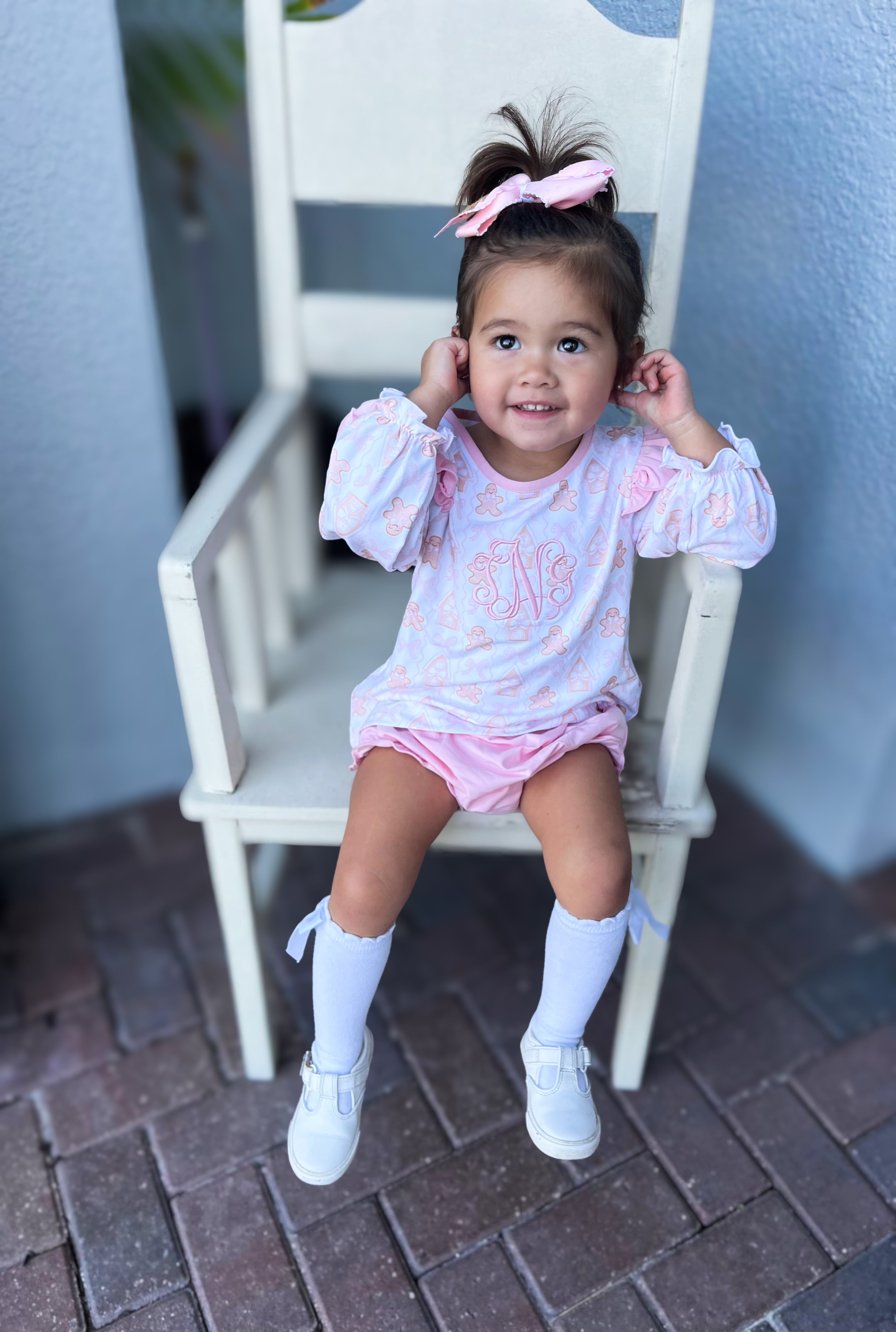 Girls Gingerbread Gal Knit Bloomer Set RTS – Little Bluebird Smocks