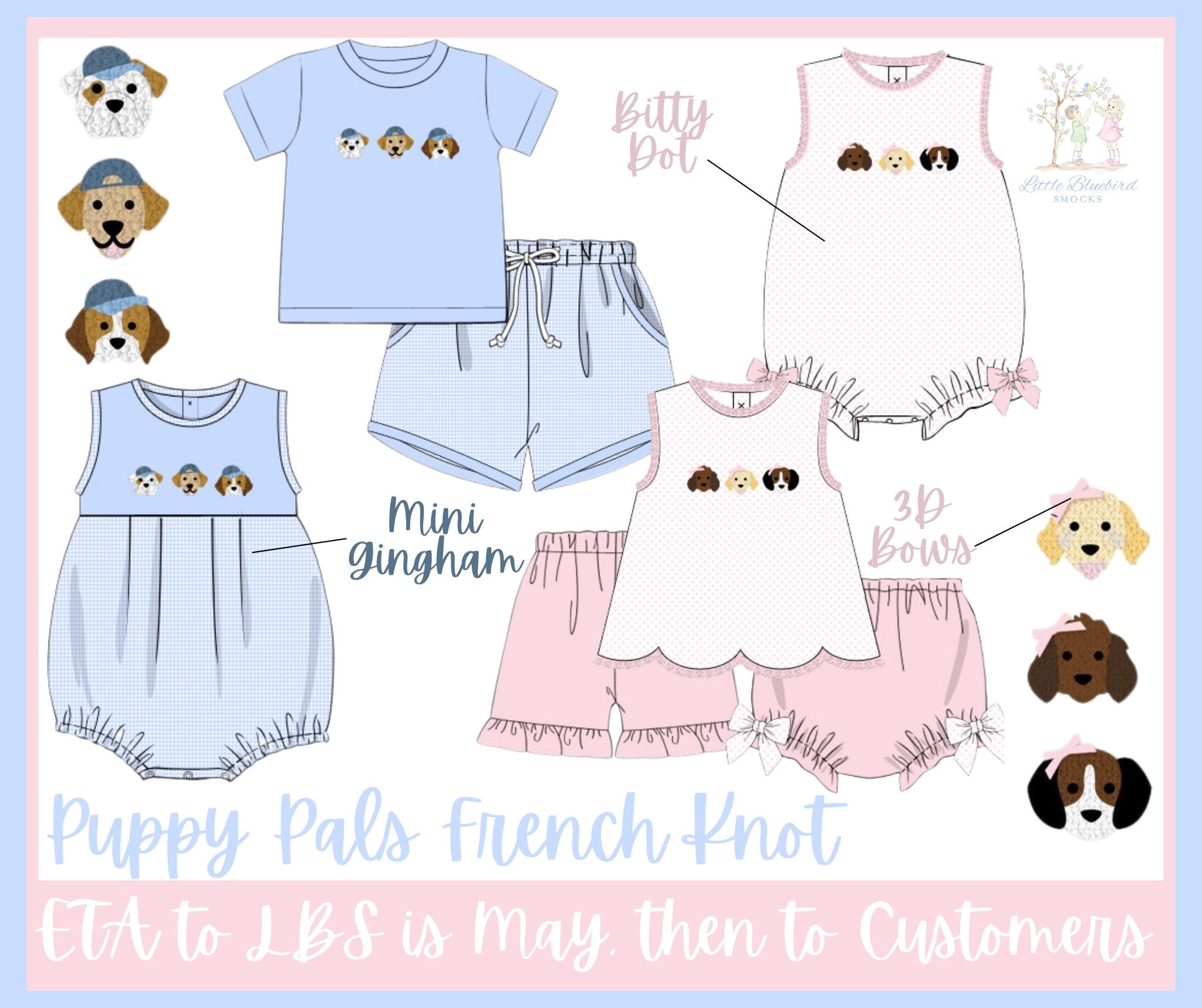Girls French Knot Puppy Pals Bubble
