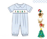 PRE ORDER Boys Smocked Christmas In The Woods Longall | ETA to LBS: OCTOBER