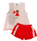 Girls Red Cheerleader Short Set (cheerleader only)