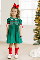 PRE ORDER Girls Embroidered Candy Cane Corduroy Christmas Bloomer Set & Dress | ETA to LBS: OCTOBER