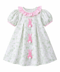 PRE ORDER Girls Hand Embroidered Bunny Meadow Dress & Bloomer Set | ETA to LBS: FEBRUARY