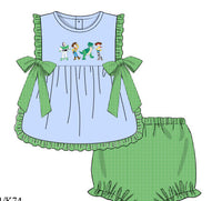 Girls Embroidered Toy Friends Bloomer Set