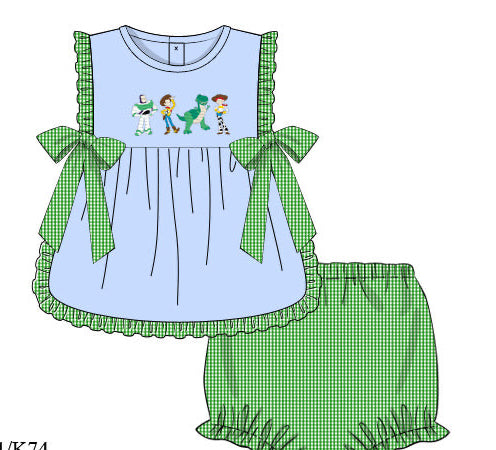 Girls Embroidered Toy Friends Bloomer Set
