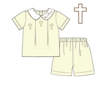 PRE ORDER Boys Hand Embroidered He is Risen Heirloom Short Set | ETA to LBS: JANUARY