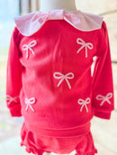 Girls Bow Cardigan Bloomer Set
