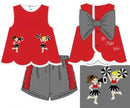Girls French Knot Go, Fight, Win Ruffle Short Set
