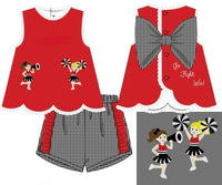 Girls French Knot Go, Fight, Win Ruffle Short Set