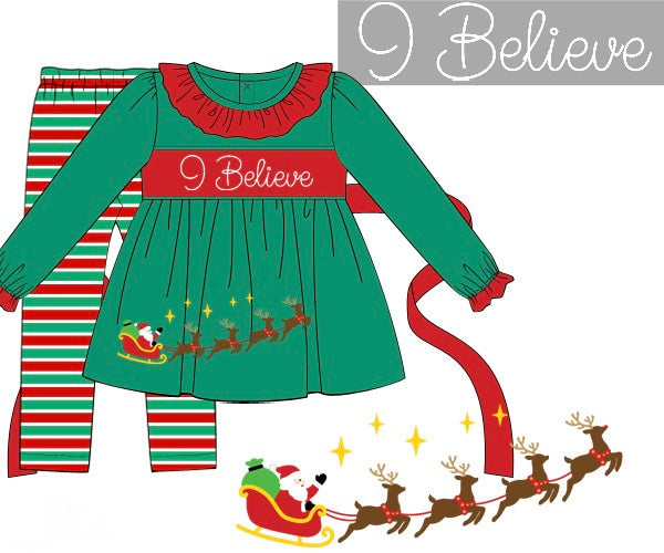 PRE ORDER Girls Smocked I Believe Legging Set | ETA to LBS: OCTOBER