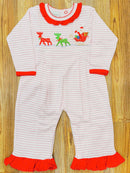 Squiggles by Charlie Santa Sled Girls Romper RTS
