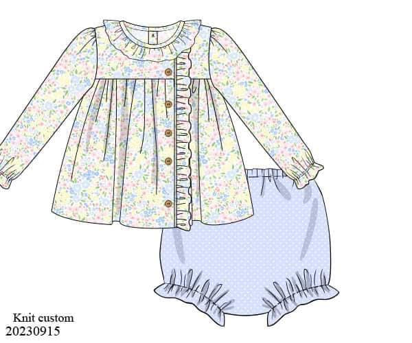Pre Order Girls Multi Color Floral Bloomer Set/Dress – Little Bluebird ...