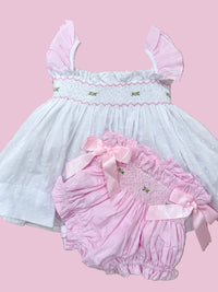 Girls White Swiss Dot Bloomer Set
