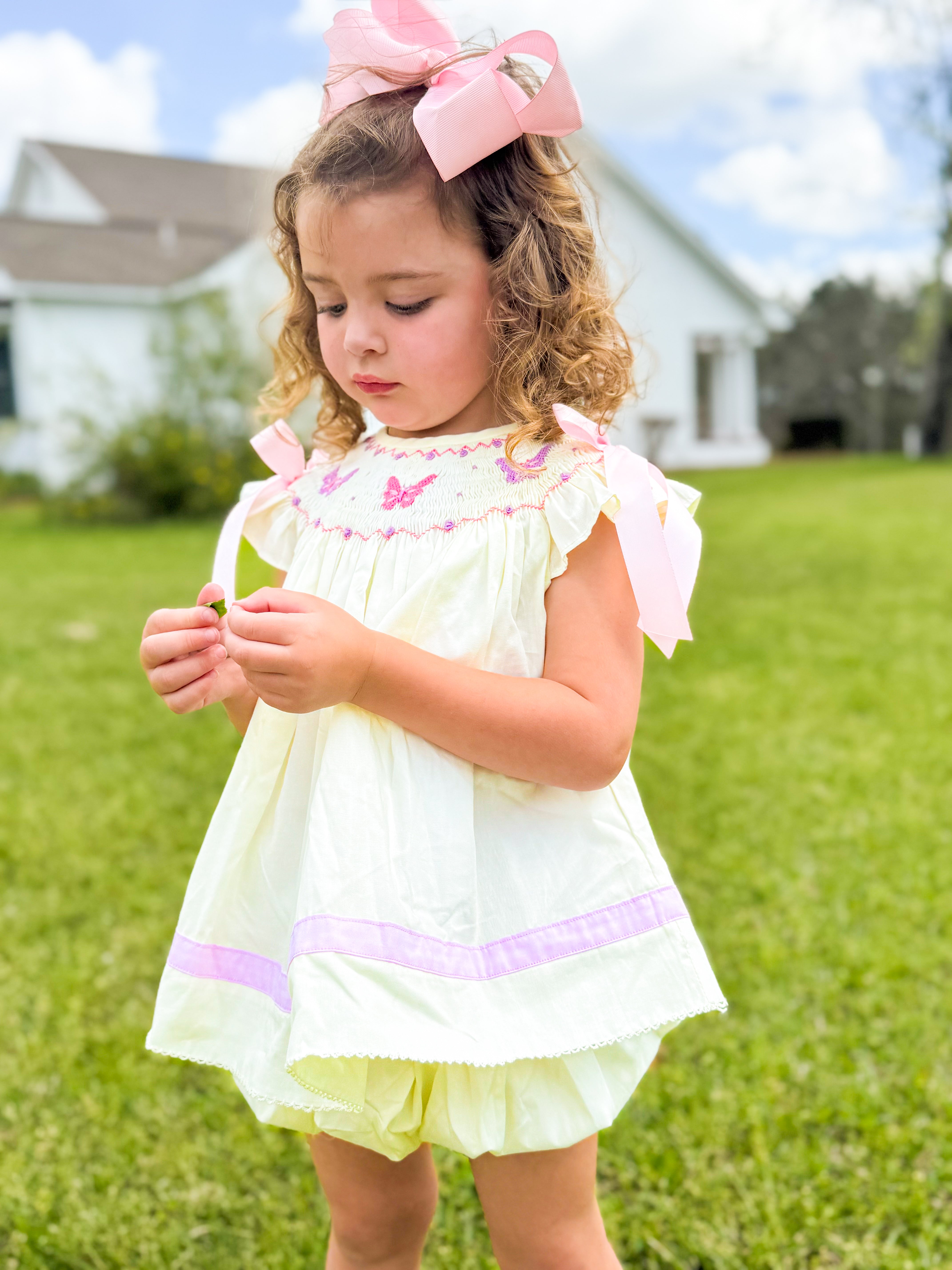 Girls Golden Flutter Bloomer Set & Dress