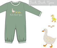 PRE ORDER Boys French Knot Duck, Duck, Goose Long Romper | ETA to LBS: DECEMBER