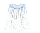 Girls “Jesus Loves Me” Smock Blue Meadow Bloomer Set & Dress