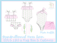 Women’s Grandmillennial Vines One-Piece Swimsuit and Sarong
