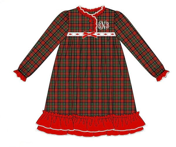 PRE ORDER Girls Vintage Plaid Knit Gown | ETA to LBS: OCTOBER