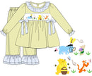 Girls Hundred Acre Woods Smocked Ruffle Pants Set