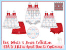 Girls Smocked Red, White, and Bows Bloomer Set