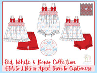 Girls Smocked Red, White, and Bows Bloomer Set
