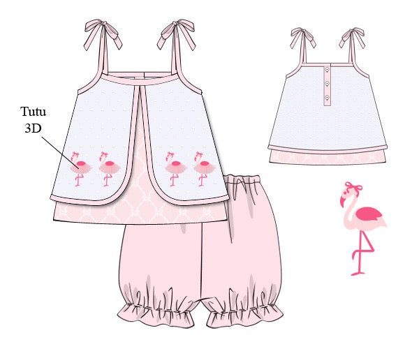 PRE ORDER Girls Dancing Flamingos Bubble Short Set ETA: MAY