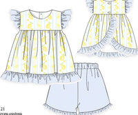 Girls Lemon Drop Ruffle Short Set