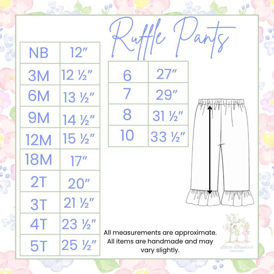 PRE ORDER Girls Custom Smock Blushing Trellis Ruffle Pant Set | ETA to LBS: DECEMBER