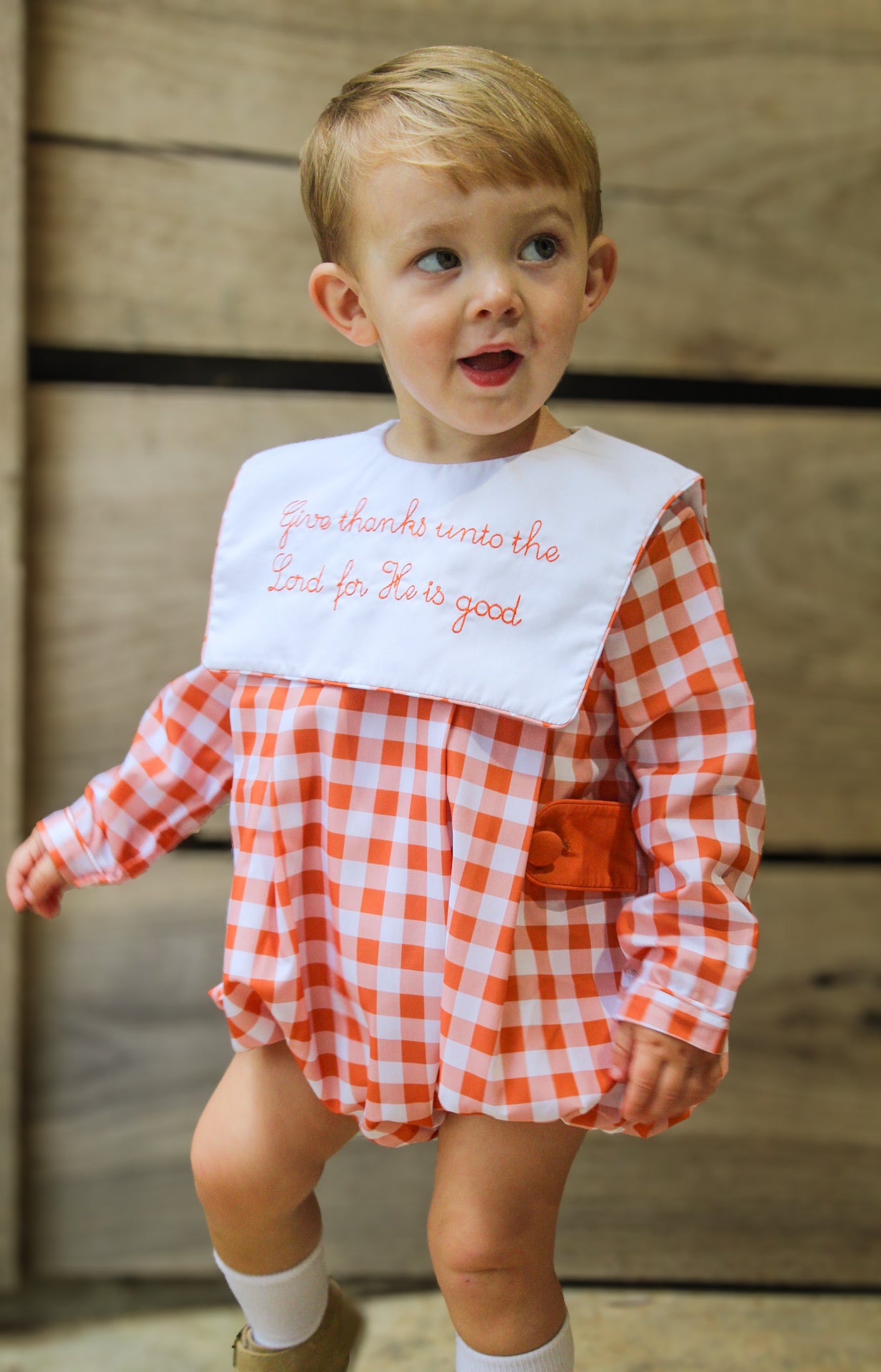 PRE ORDER Boys Embroidered  Give Thanks Bubble | ETA to LBS: SEPTEMBER