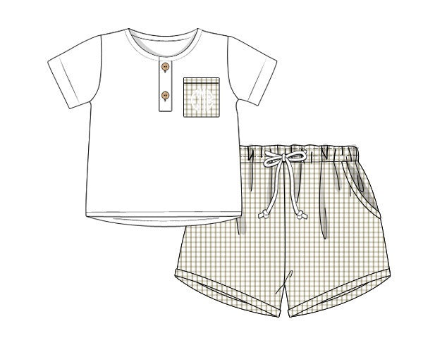 PRE ORDER Boys White Muslin & Windowpane Short Set ETA: MAY