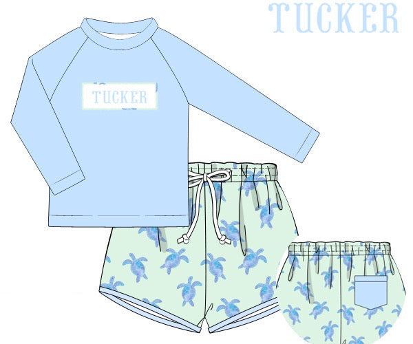PRE ORDER Name Smock Boys 2 Piece Sea Turtle Swimsuit ETA: APRIL