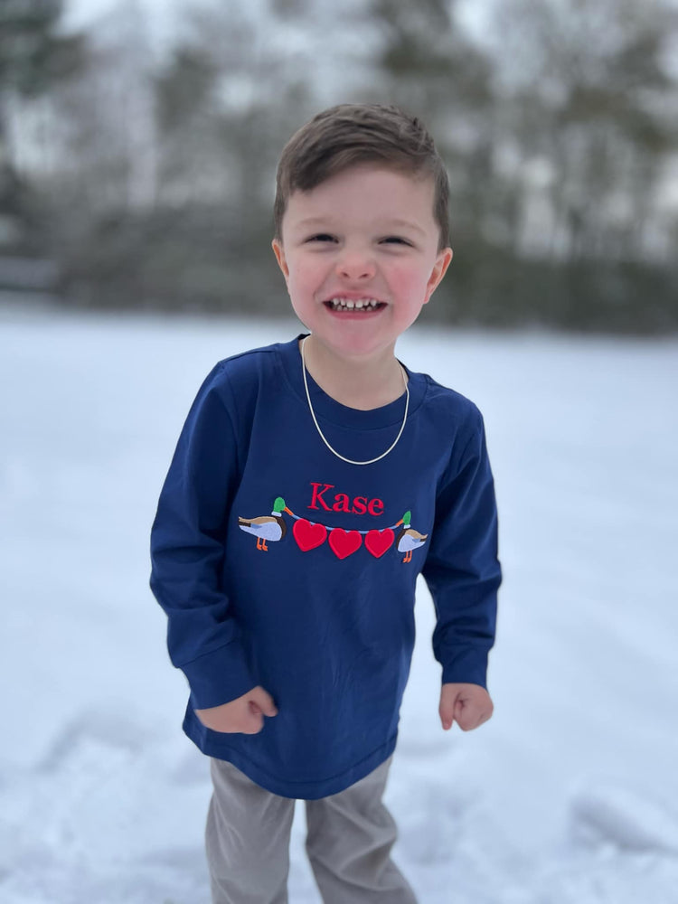 Boys Embroidered Valentine’s Ducks Shirt