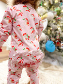 Girls Watercolor Santa Knit Embroidered Lounge (TO ALL A GOOD NIGHT EMBROIDERED)