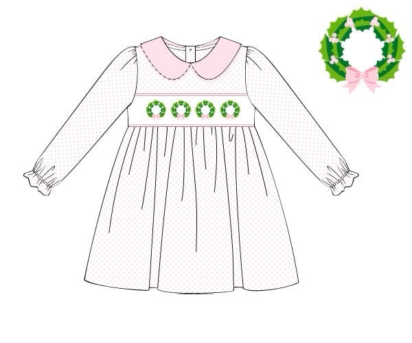 Girls Smocked Wreaths Dress RTS