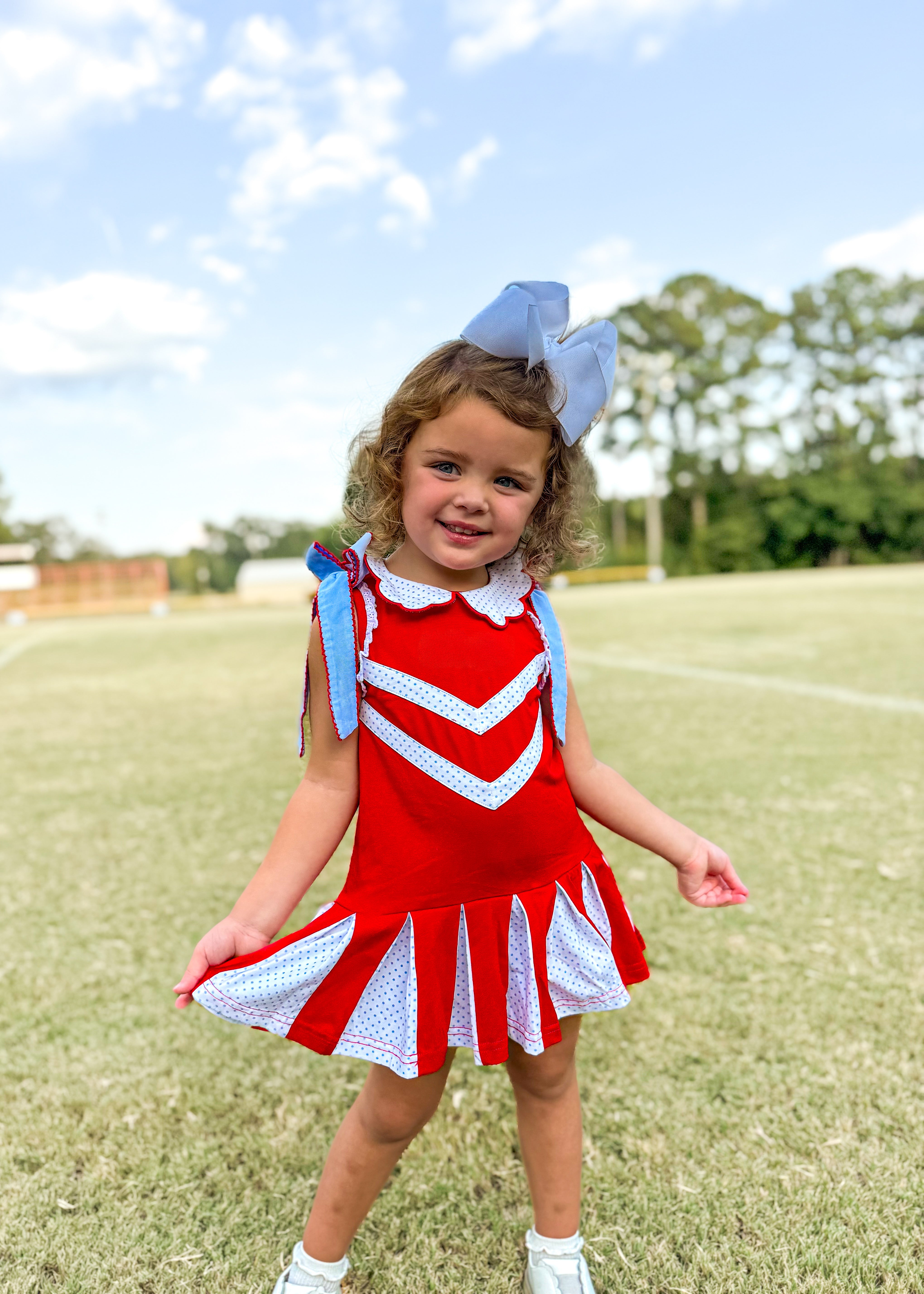 Red & Powder Blue Cheer Dress