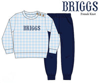 PRE ORDER Boys Custom French Knot Gingham Sweater Jogger Set | ETA to LBS: DECEMBER