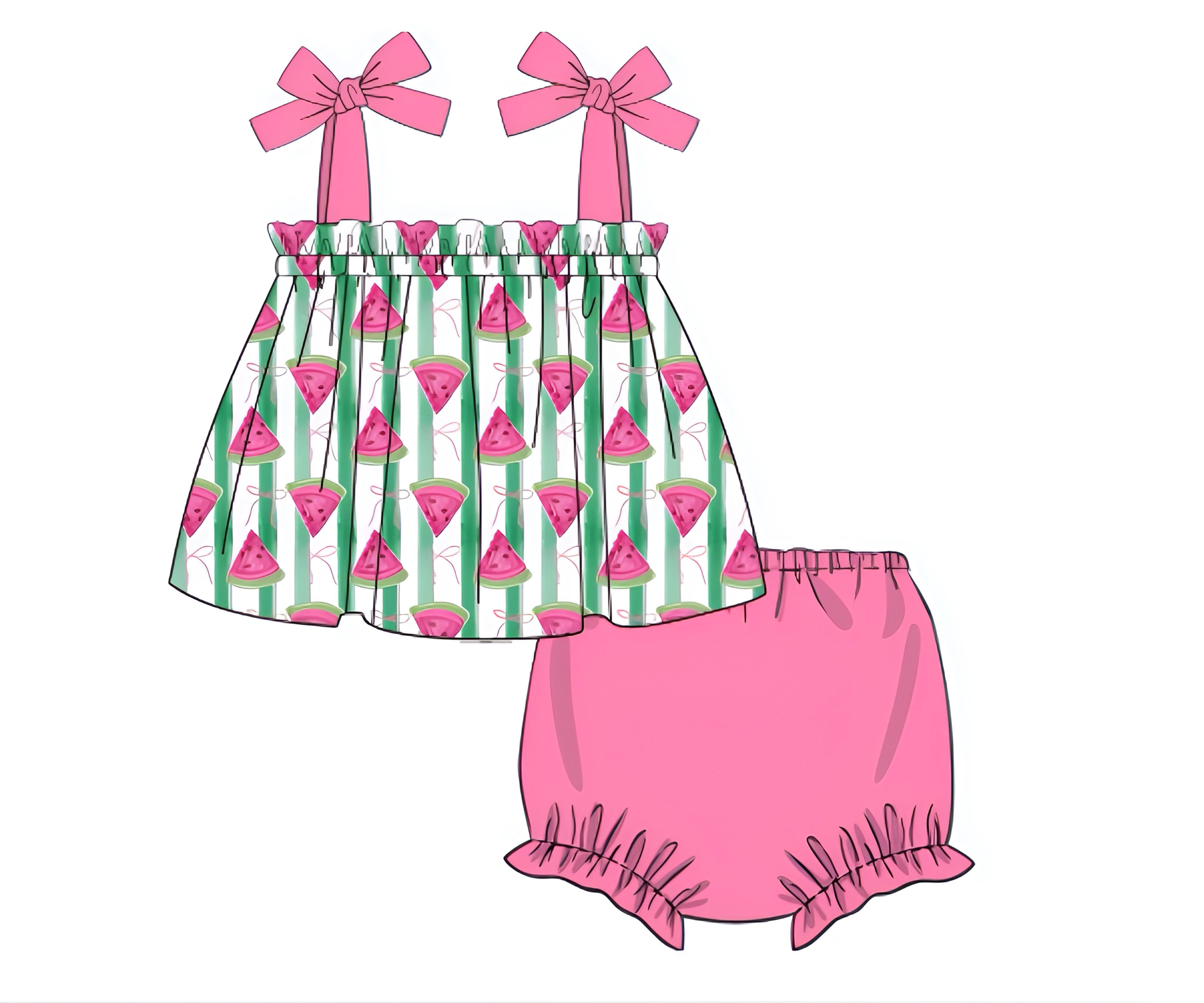 PRE ORDER Girls Watermelon Print Bloomer Set ETA: MAY