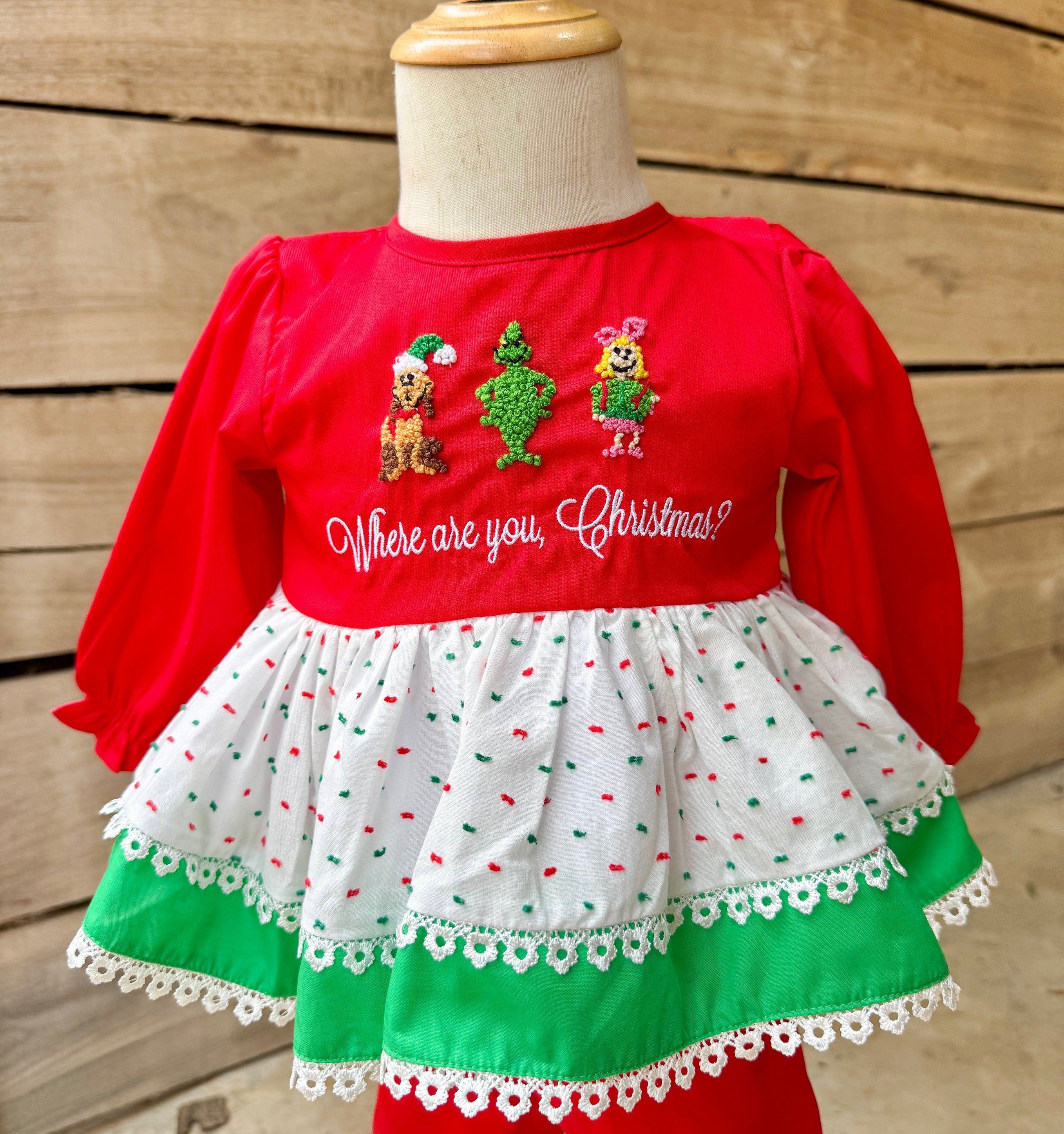 Girls You’re a Mean One French Knot Ruffle Pants Set