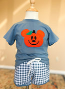 Boys Appliqué Jack-o’-lantern Mouse Short Set