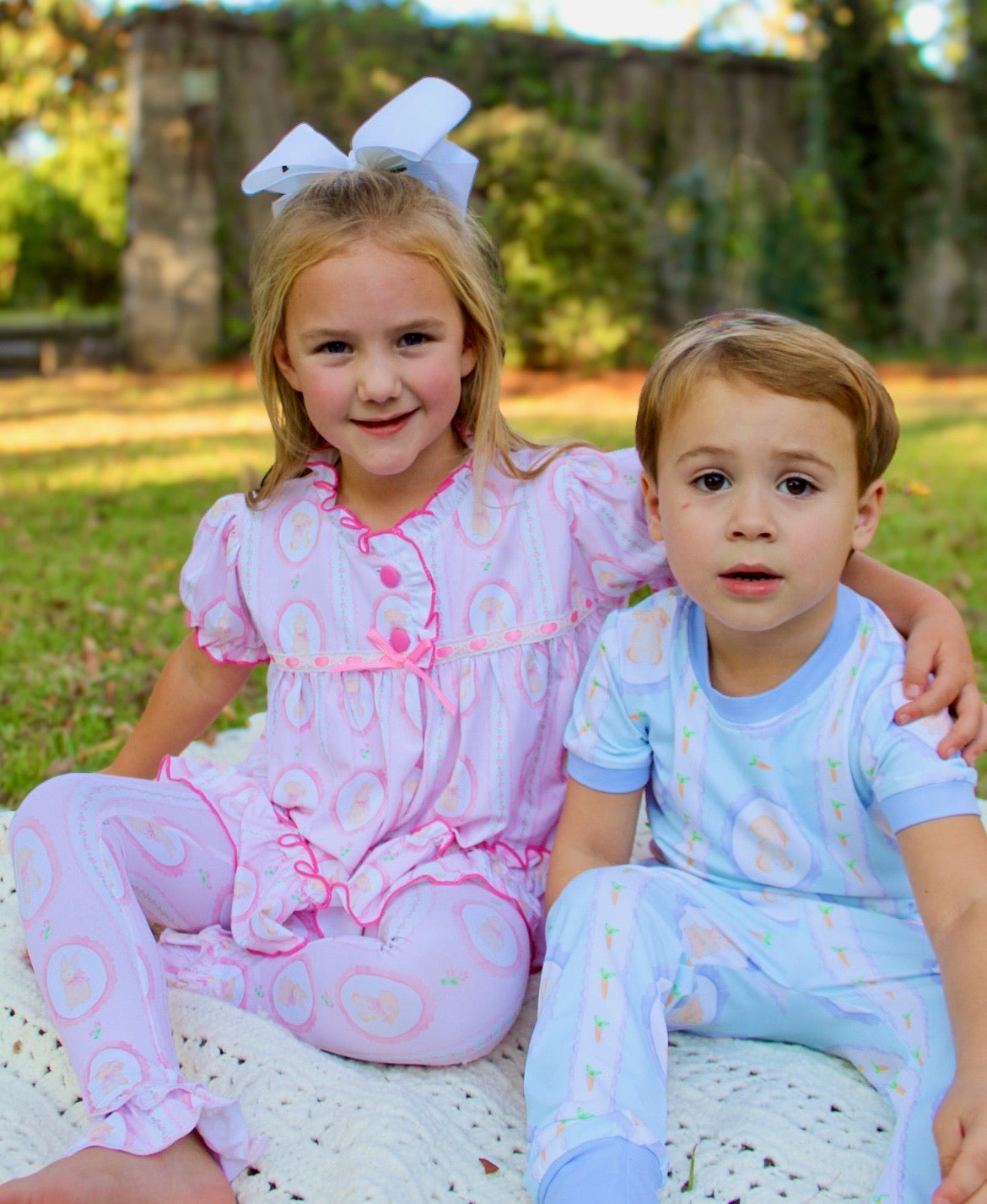 PRE ORDER Girls Watercolor Bunnies Knit Lounge Set | ETA to LBS: LATE FEBRUARY