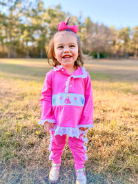 Girls Sleeping Princess Smocked Pullover Jogger Set