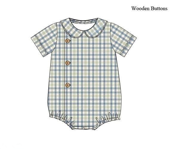 PRE ORDER Boys Blue Willow Plaid Bubble | ETA to LBS: SEPTEMBER